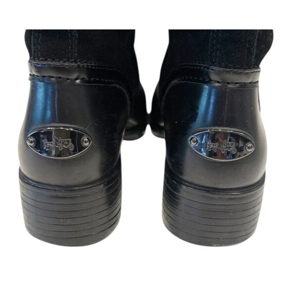 Coach Zena Black Leather Shearling Rubber Winter Cold Weather Snow Boots Size 8B - Picture 4 of 9